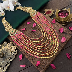 Vriksham Designer 8 layer Rani Haar Red Kundan 1 gm Gold Neckpiece-G18934