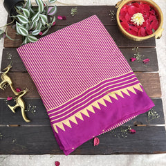 Vriksham Purple Striped Print Designer Ajrakh Modal Silk Saree-VS4651