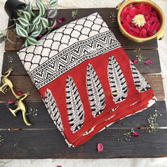 Vriksham Cream Designer Ajrakh Modal Silk Saree-VS4661