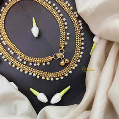 Vriksham Minimalists Golden Look Pearls Style Anklets-G21220