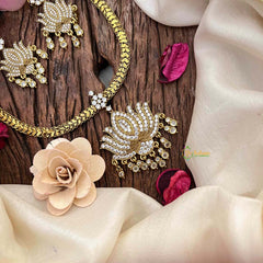Vriksham Exquisite Gold-Toned Lotus Pendant Attgai Style Necklace-G21836
