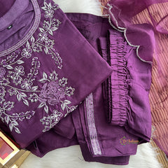 Violet Stitched Suit Set - Dola Silk - VS3840