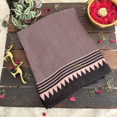Vriksham Black & Shade of Pink Striped Print Ajrakh Modal Silk Saree-VS4658