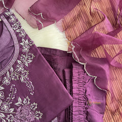 Violet Stitched Suit Set - Dola Silk - VS3840