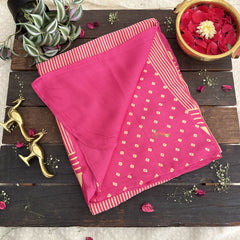 Vriksham Light Pink Striped Print Designer Ajrakh Modal Silk Saree-VS4653