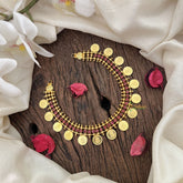 Vriksham Traditional Kerala Lakshmi Coin Neckpiece-Pink AD Stone-G18942