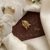 Vriksham Designer Gold Look Alike Vangi Ring-Red-G16909