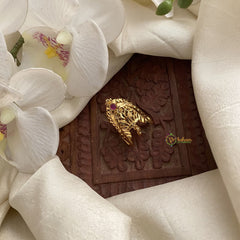 Vriksham Designer Gold Look Alike Vangi Ring-Red-G16909