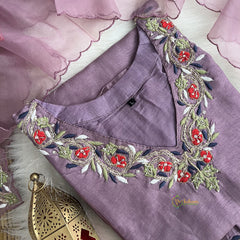 Lavender Stitched Suit Set - Dola Silk - VS3836