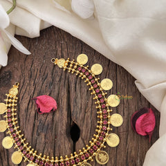 Vriksham Traditional Kerala Lakshmi Coin Neckpiece-Pink AD Stone-G18942