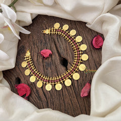 Vriksham Traditional Kerala Lakshmi Coin Neckpiece-Pink AD Stone-G18942