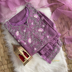 Lavender Stitched Suit Set - Dola Silk - VS3853