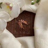 Vriksham Unique AD Stone Gold Look Alike Vangi Ring-Red-G16917