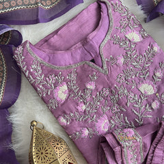Lavender Stitched Suit Set - Dola Silk - VS3852
