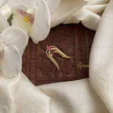 Vriksham Antique AD Stone Gold Look Alike Vangi Ring-Red White-G16920