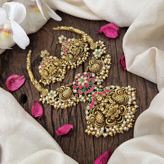 Vriksham Gold Plated Kundan Jadau Lakshmi with Dual Peacock Hasli Neckpiece-Pearl-J3439