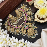 Vriksham Traditional South Indian Temple & Peacock Guttapusalu Short Neckpiece-J3818