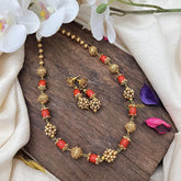 Simple Gold Alike Beaded with Coral Mala-G15049