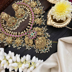 Vriksham Traditional South Indian Temple & Peacock Guttapusalu Short Neckpiece-J3818