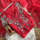 Gajari Color Stitched Suit Set - Dola Silk - VS3849