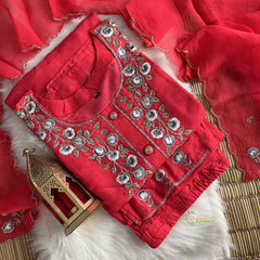 Gajari Color Stitched Suit Set - Dola Silk - VS3849