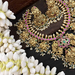 Vriksham Traditional South Indian Temple & Peacock Guttapusalu Short Neckpiece-J3818