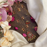 Vriksham Exclusive Coral Stone Pendant Chain-Golden Bead-G15630