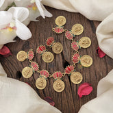 Vriksham Unique Gold Look Alike Lotus With Lakshmi Coin Short Neckpiece-G18936