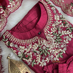 Grape Wine Stitched Suit Set - Dola Silk - VS3845