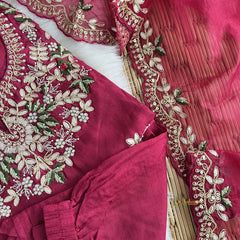 Grape Wine Stitched Suit Set - Dola Silk - VS3845