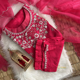 Magenta Stitched Suit Set - Dola Silk - VS3838