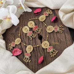 Vriksham Elegant Gold Look Alike Lakshmi Coin with Lotus Short Neckpiece-G18935