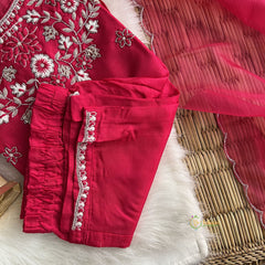 Magenta Stitched Suit Set - Dola Silk - VS3838