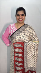 Vriksham Cream Designer Ajrakh Modal Silk Saree-VS4661