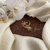 Vriksham Antique Floral AD Stone Vangi Ring-Red,Green & White-G16923