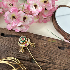 Vriksham Exquisite Half Moon Floral Hair Bun Cage Accessory-Green Red -Jhumka-H975