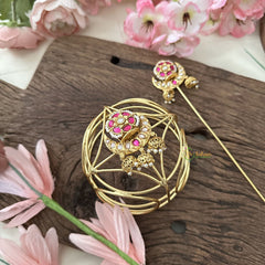 Vriksham Exquisite Half Moon Floral Hair Bun Cage Accessory-Red -Jhumka-H976