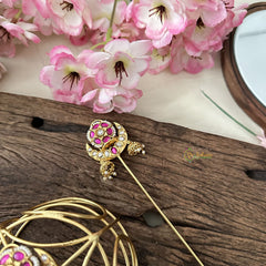 Vriksham Exquisite Half Moon Floral Hair Bun Cage Accessory-Red -Jhumka-H976