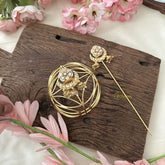 Vriksham Exquisite Half Moon Floral Hair Bun Cage Accessory-White-Jhumka-H977