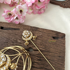 Vriksham Exquisite Half Moon Floral Hair Bun Cage Accessory-White-Jhumka-H977