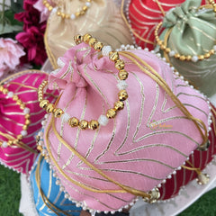 Return Gift Potli Bags-Assorted Silk Pouches with Beaded Handle-6 Pieces Set-RG286