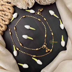 Vriksham Traditional Rice Gold Bead Lightweight Daily Wear Anklets-G21224