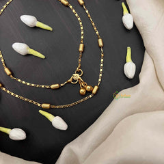 Vriksham Traditional Rice Gold Bead Lightweight Daily Wear Anklets-G21224