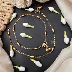 Vriksham Traditional Rice Gold Bead Lightweight Daily Wear Anklets-G21224