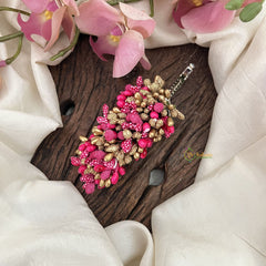 Vriksham Artificial Buds With Gold Pollen Hair Pin-Pink-HF-H1006