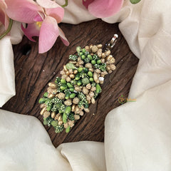 Vriksham Artificial Buds Gold Pollen Hair Pin-Green-HF-H1010