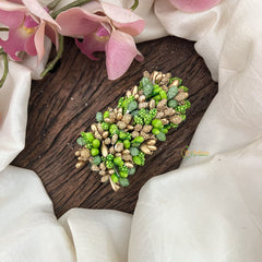 Vriksham Artificial Buds With Gold Pollen Hair Pin-Parrot Green-HF-H1013