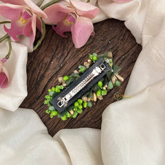 Vriksham Artificial Buds With Gold Pollen Hair Pin-Parrot Green-HF-H1013