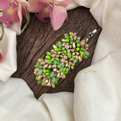 Vriksham Artificial Buds With Gold Pollen Hair Pin-Parrot Green-HF-H1013