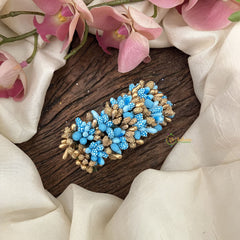 Vriksham Artificial Buds With Gold Pollen Hair Pin-Sky Blue-HF-H1016